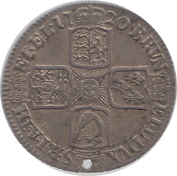 1720 SHILLING ( GVF ) HOLED - Shilling - Cambridgeshire Coins