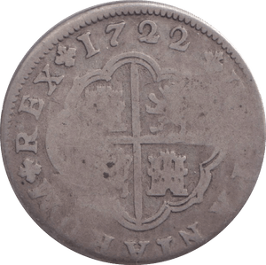 1722 SILVER 2 REALES SPAIN - SILVER WORLD COINS - Cambridgeshire Coins
