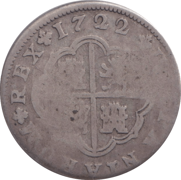 1722 SILVER 2 REALES SPAIN - SILVER WORLD COINS - Cambridgeshire Coins