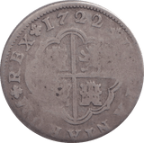1722 SILVER 2 REALES SPAIN - SILVER WORLD COINS - Cambridgeshire Coins