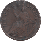 1724 IRISH HALFPENNY HIBERNIA USA COLONIAL - WORLD COINS - Cambridgeshire Coins
