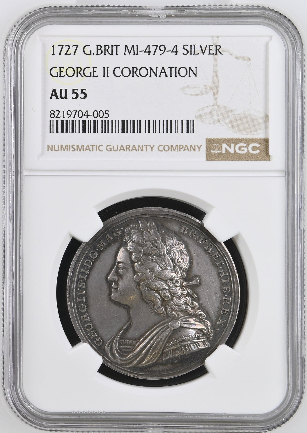 1727 MI - 479 - 4 GEORGE II CORONATION SILVER AU 55 - NGC SILVER COINS - Cambridgeshire Coins