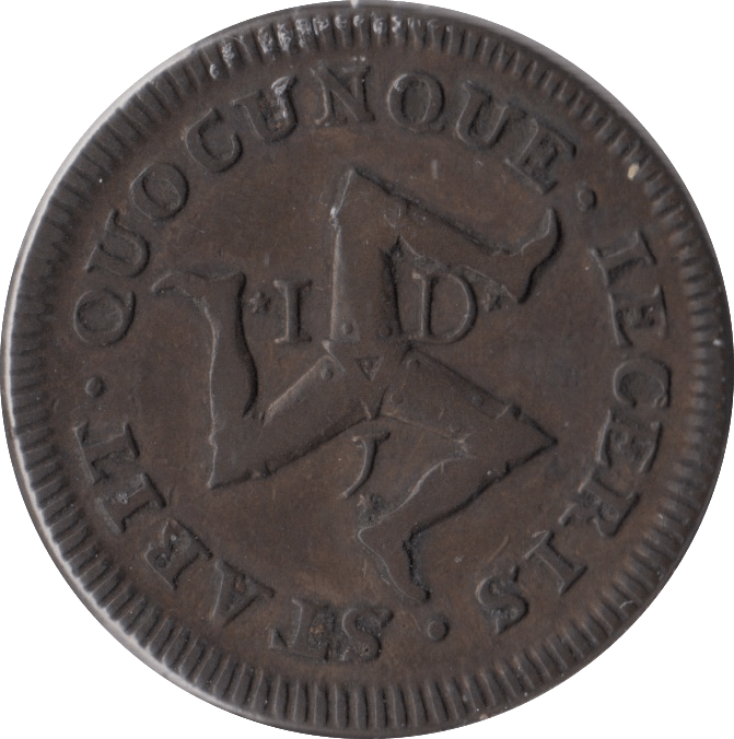 1733 HALFPENNY TOKEN ISLE OF MAN - WORLD COINS - Cambridgeshire Coins