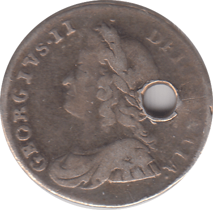 1735 MAUNDY THREEPENCE ( FINE ) HOLED - MAUNDY THREEPENCE - Cambridgeshire Coins