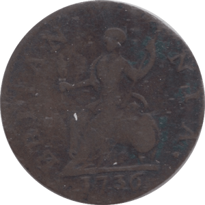 1736 FARTHING ( FINE ) - FARTHING - Cambridgeshire Coins