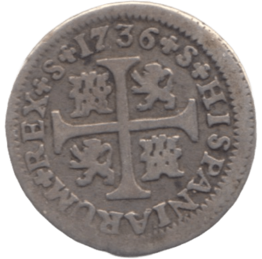 1736 SILVER 1/2 REAL SPAIN - SILVER WORLD COINS - Cambridgeshire Coins