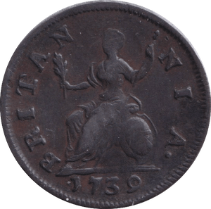 1739 FARTHING ( GVF ) - FARTHING - Cambridgeshire Coins