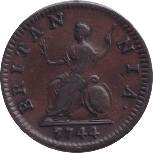 1744 FARTHING ( EF ) - FARTHING - Cambridgeshire Coins
