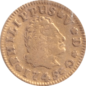 1745 GOLD HALF ESCUDO SPAIN MADRID MINT - GOLD WORLD COINS - Cambridgeshire Coins