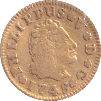 1745 GOLD HALF ESCUDO SPAIN MADRID MINT - GOLD WORLD COINS - Cambridgeshire Coins