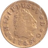 1745 GOLD HALF ESCUDO SPAIN MADRID MINT - GOLD WORLD COINS - Cambridgeshire Coins