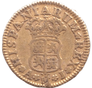 1745 GOLD HALF ESCUDO SPAIN MADRID MINT - GOLD WORLD COINS - Cambridgeshire Coins