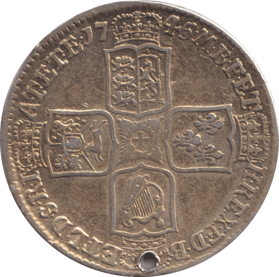 1745 HALFCROWN ( GF ) HOLED - HALFCROWN - Cambridgeshire Coins