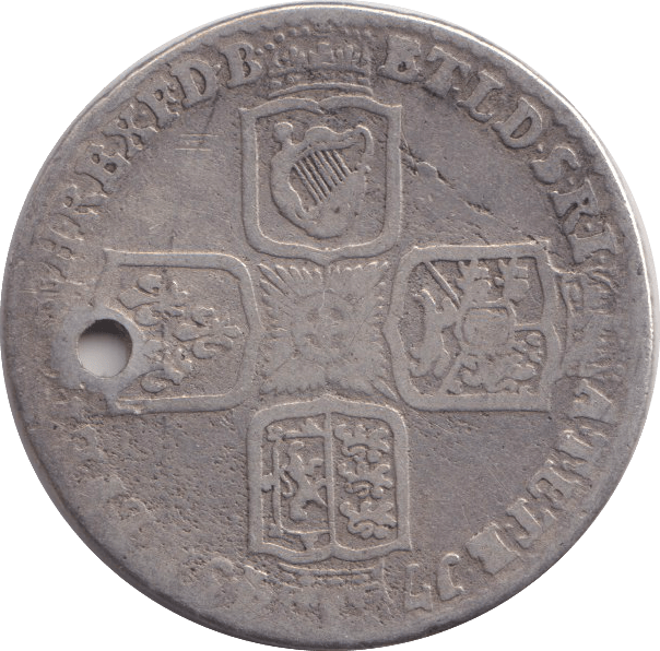 1745 SHILLING ( FINE ) HOLED - SHILLING - Cambridgeshire Coins