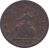 1749 FARTHING ( F ) - FARTHING - Cambridgeshire Coins