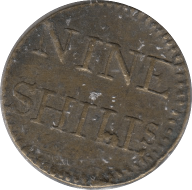 1750 BRITISH 9 SHILLINGS SCALE WEIGHT - COUNTER WEIGHTS - Cambridgeshire Coins