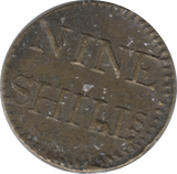 1750 BRITISH 9 SHILLINGS SCALE WEIGHT - COUNTER WEIGHTS - Cambridgeshire Coins