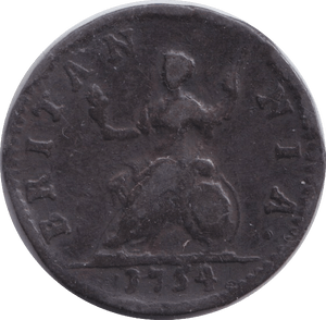 1754 FARTHING ( FINE ) 5 - FARTHING - Cambridgeshire Coins