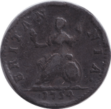 1754 FARTHING ( FINE ) 5 - FARTHING - Cambridgeshire Coins