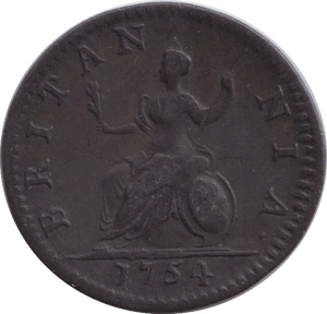 1754 FARTHING ( GVF ) - FARTHING - Cambridgeshire Coins