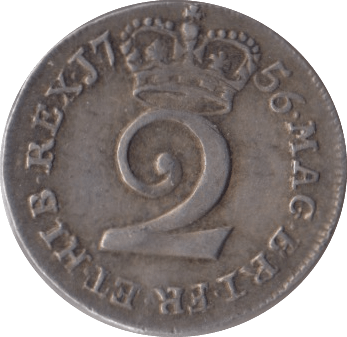 1756 MAUNDY TWOPENCE ( VF ) - MAUNDY TWOPENCE - Cambridgeshire Coins