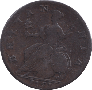 1757 HALFPENNY ( FINE ) - HALFPENNY - Cambridgeshire Coins