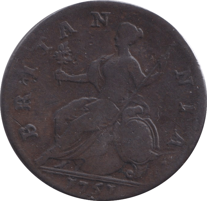 1757 HALFPENNY ( FINE ) - HALFPENNY - Cambridgeshire Coins