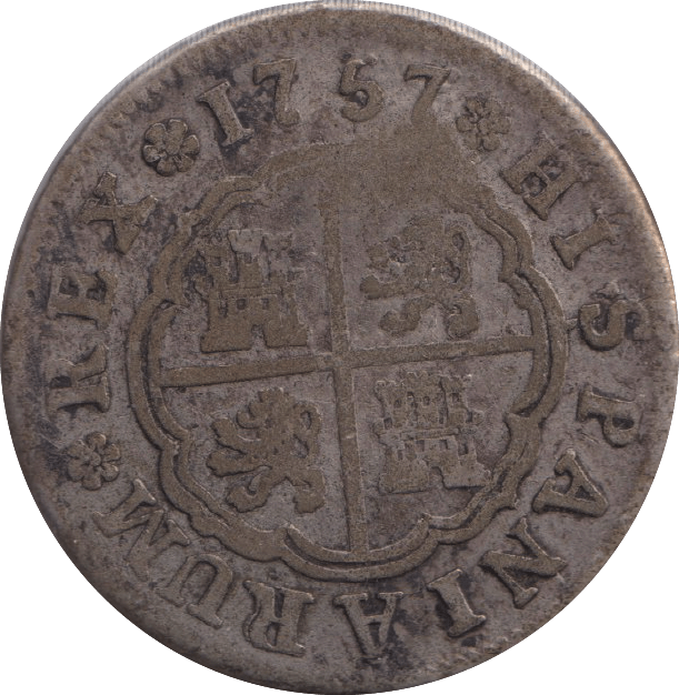 1757 SILVER 2 REALES SPAIN MADRID MINT - SILVER WORLD COINS - Cambridgeshire Coins