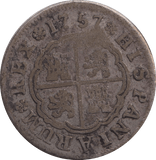 1757 SILVER 2 REALES SPAIN MADRID MINT - SILVER WORLD COINS - Cambridgeshire Coins