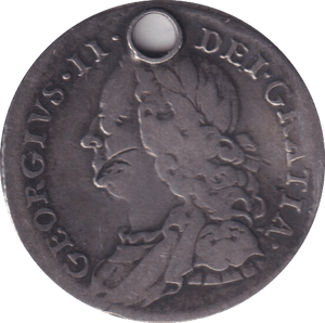 1757 SIXPENCE ( GF ) HOLED - SIXPENCE - Cambridgeshire Coins