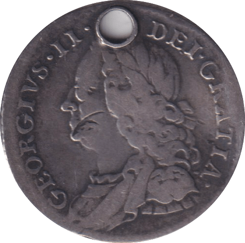 1757 SIXPENCE ( GF ) HOLED - SIXPENCE - Cambridgeshire Coins