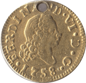 1758 GOLD 1/2 ESCUDOS SPAIN - Gold World Coins - Cambridgeshire Coins