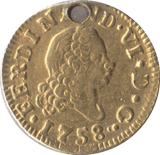 1758 GOLD 1/2 ESCUDOS SPAIN - Gold World Coins - Cambridgeshire Coins