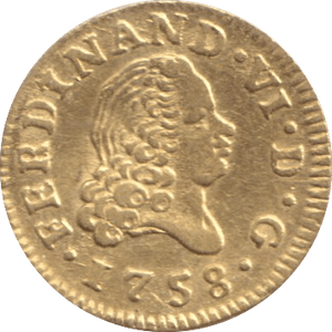 1758 GOLD HALF ESCUDO ( EF ) SPAIN MADRID - GOLD WORLD COINS - Cambridgeshire Coins