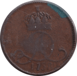 1758 HALF PENNY ISLE OF MAN - WORLD COINS - Cambridgeshire Coins