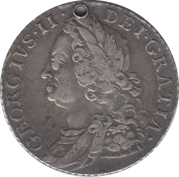 1758 HOLED SHILLING ( VF ) - WORLD COINS - Cambridgeshire Coins