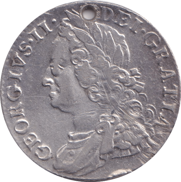 1758 SHILLING ( GVF ) HOLED - SHILLING - Cambridgeshire Coins