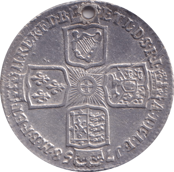 1758 SHILLING ( GVF ) HOLED - SHILLING - Cambridgeshire Coins