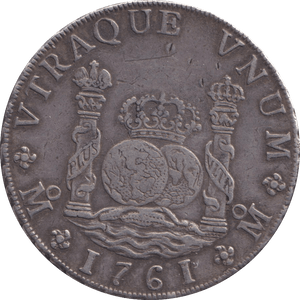 1761 SILVER 8 REALES MEXICO SPANISH COLONY - SILVER WORLD COINS - Cambridgeshire Coins