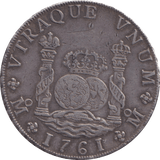 1761 SILVER 8 REALES MEXICO SPANISH COLONY - SILVER WORLD COINS - Cambridgeshire Coins