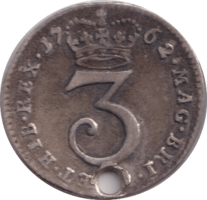 1762 MAUNDY THREEPENCE ( VF ) HOLED - MAUNDY THREEPENCE - Cambridgeshire Coins