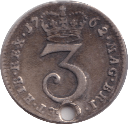 1762 MAUNDY THREEPENCE ( VF ) HOLED - MAUNDY THREEPENCE - Cambridgeshire Coins