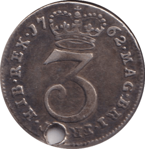 1762 MAUNDY THREEPENCE ( VF ) HOLED - MAUNDY THREEPENCE - Cambridgeshire Coins