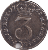 1762 MAUNDY THREEPENCE ( VF ) HOLED - MAUNDY THREEPENCE - Cambridgeshire Coins