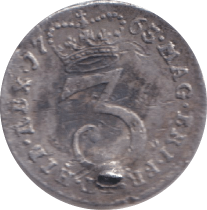 1763 MAUNDY THREEPENCE ( GVF ) HOLED - MAUNDY THREEPENCE - Cambridgeshire Coins
