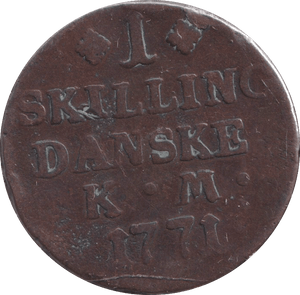 1771 1 SHILLING DENMARK - WORLD COINS - Cambridgeshire Coins