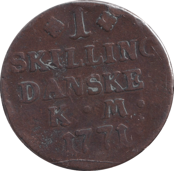 1771 1 SHILLING DENMARK - WORLD COINS - Cambridgeshire Coins