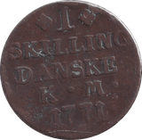 1771 1 SHILLING DENMARK - WORLD COINS - Cambridgeshire Coins