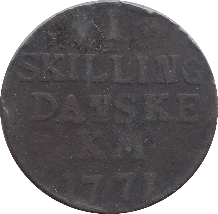 1771 ONE SKILLING DENMARK - WORLD COINS - Cambridgeshire Coins