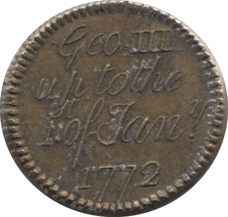 1772 BRITISH GOLD GUINEA SCALE WEIGHT - COUNTER WEIGHTS - Cambridgeshire Coins